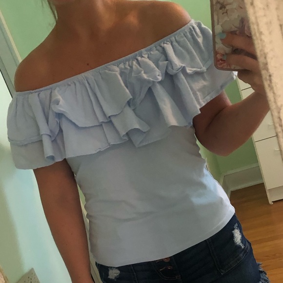 H&M | Tops | Hm Off The Shoulder Ruffle Top | Poshmark